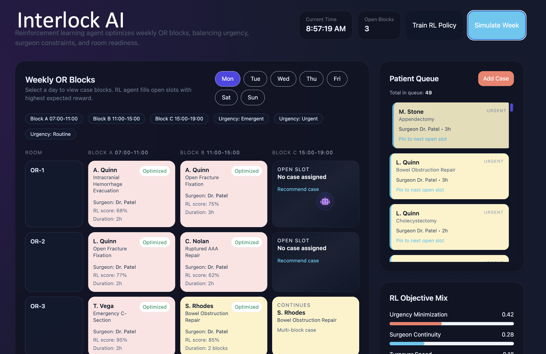 AI-powered scheduling dashboard screenshot